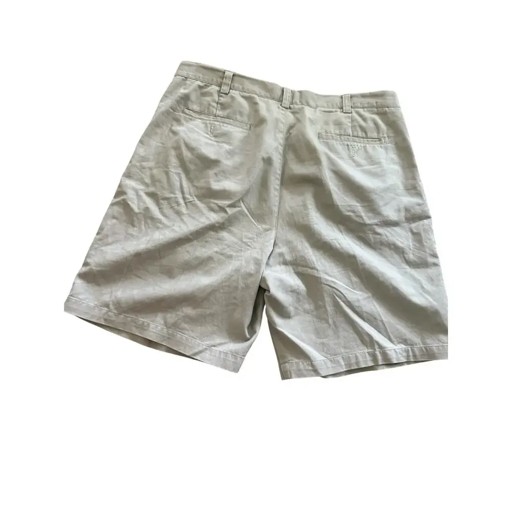 Perry Ellis Portfolio Men’s Pleated Khaki Shorts Size 38 Beige Cotton Classic